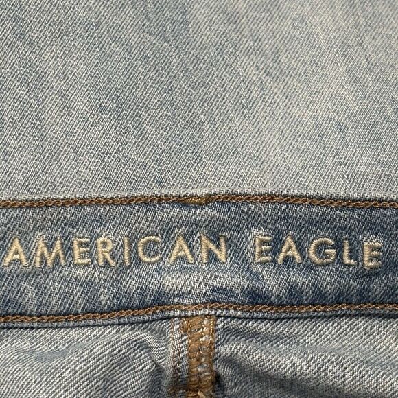 American Eagle Women's Denim Baggy Jeans Size 12 Regular Blue High-Rise Comfy - Picture 13 of 15